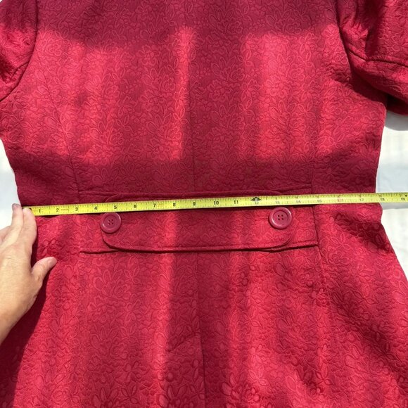 Chapter One Women’s Red Floral Damask Long Overcoat Size 10 - Picture 13 of 16
